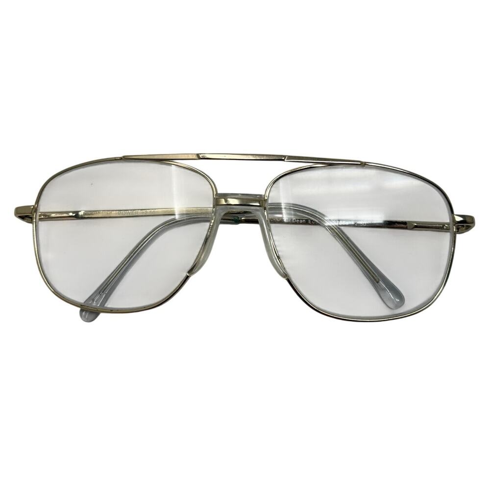 Vintage 80s Mens Frames Dr Dean Edell 10786A +2.50 Aviator Glasses Silver